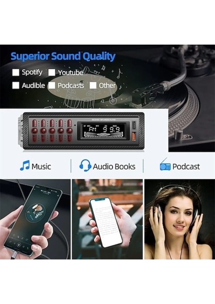 Hızlı Şarj Çift USB Bluetooth’lu Araba Radyo Çift Amfi Çıkışlı 4X60 Watt 63 Max Ses Uyumlu indirimleri