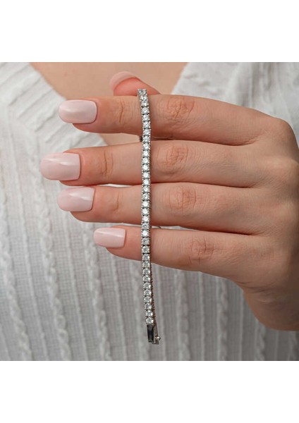 Gümüş 3.5 mm Beyaz Taşlı Su Yolu Kadın Bileklik fiyatları