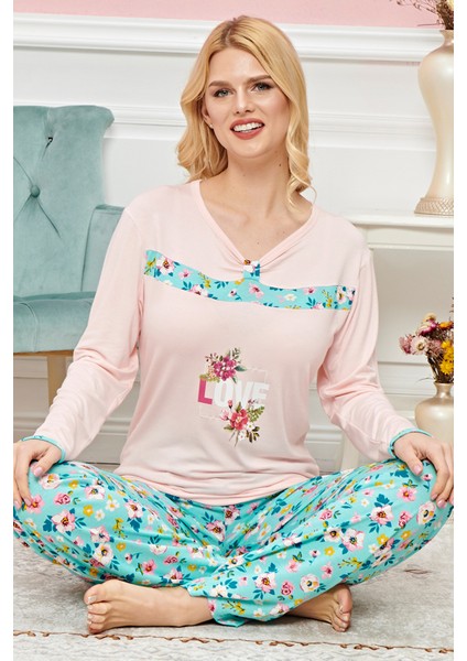 Bayan Uzun Kollu Pijama Takımı Model No 7593