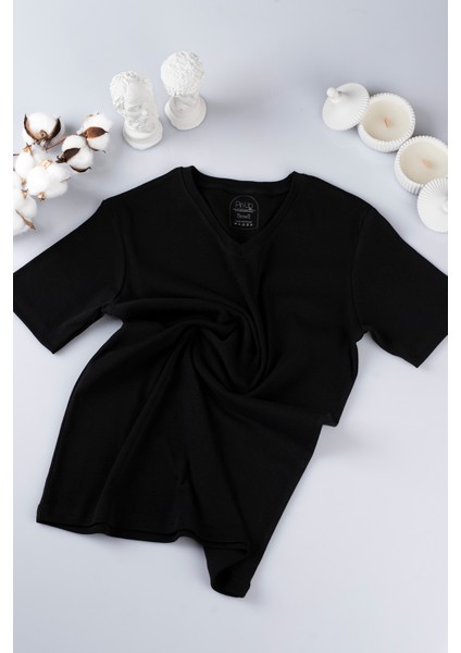 Pamuklu Kısa Kollu V Yaka T-Shirt/fanila fırsatları