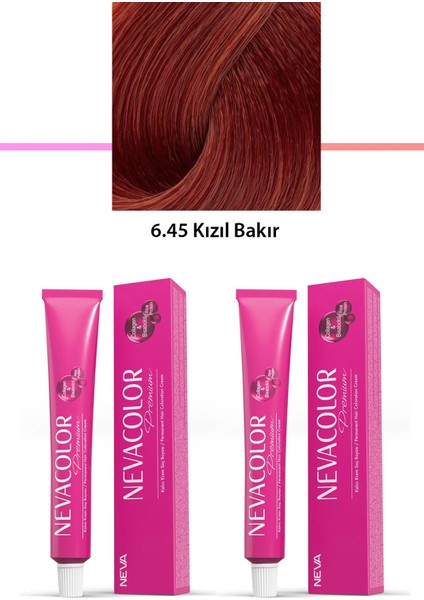 2 Li Set Premium 6.45 Kızıl Bakır - Kalıcı Krem Saç Boyası 2 x 50 G Tüp