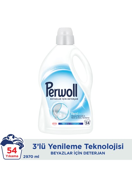 Geliştirilmiş Beyaz Sıvı Çamaşır Detarjanı 2970 ml