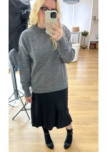 Gri Bisiklet Yaka Kazak fırsatları