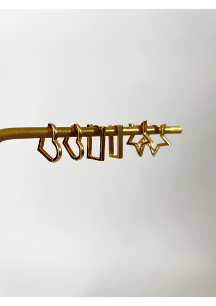 Kalp Gold Klipsli Çelik Küpe