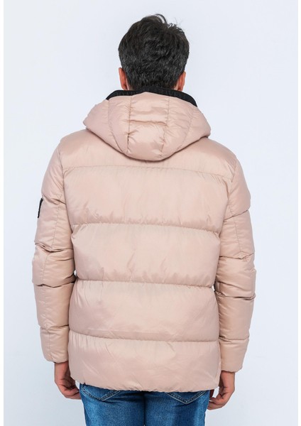 Erkek Regular Fit Astarlı Çok Cepli Kapuşonu Çıkan Rahat Mont