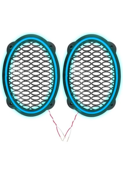 Ledli Hoparlör Kapak Oval 12V 2ADET PK-5052, Buz Mavi