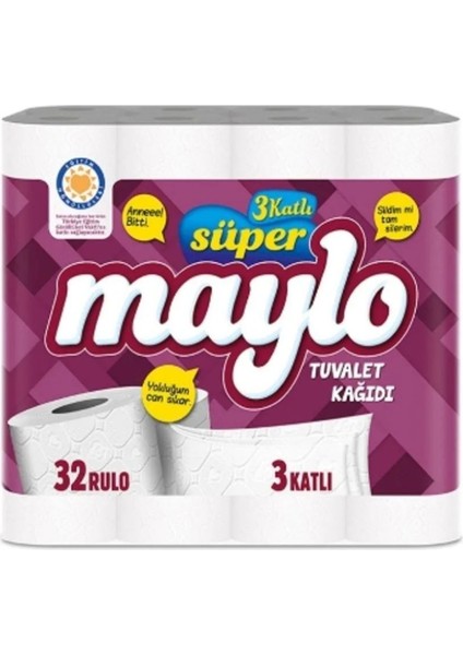 Süper Maylo 3 Katlı 32'li Rulo Tuvalet Kağıdı