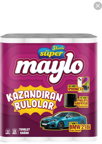 Süper Maylo 3 Katlı 32'li Rulo Tuvalet Kağıdı