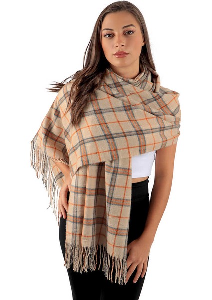 Bej Turuncu Desenli Kışlık Şal fiyatları