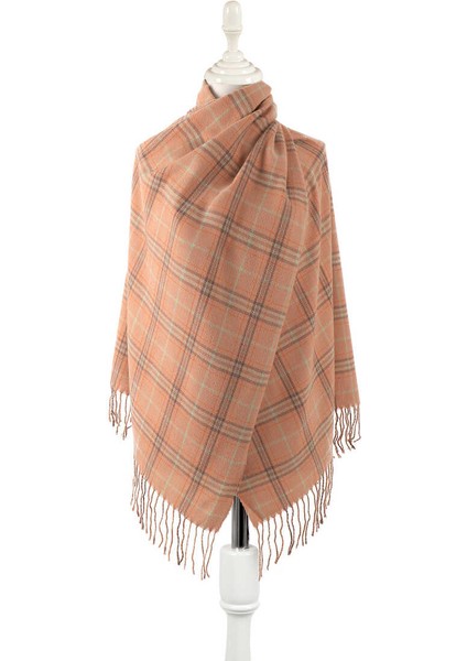 Somon Mint Desenli Kışlık Şal