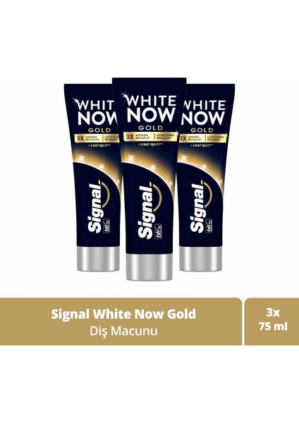 White Now Diş Macunu Gold 3 Kat Işıltı 75 ml X3