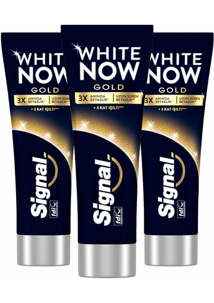 White Now Diş Macunu Gold 3 Kat Işıltı 75 ml X3