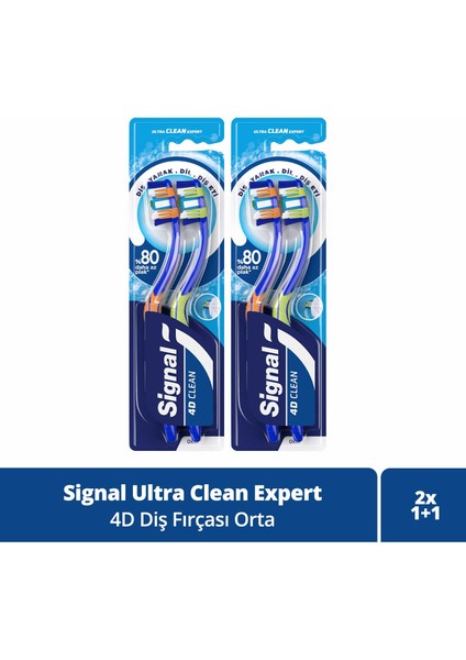 Ultra Clean Expert 4d Clean Diş Fırçası 1+1 Orta X2