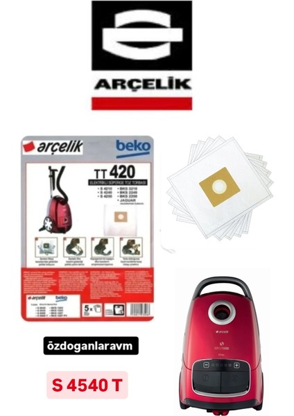 Arçelik S4540 T Süpürge Toz Torbası 10 Adet Motor Filitreli