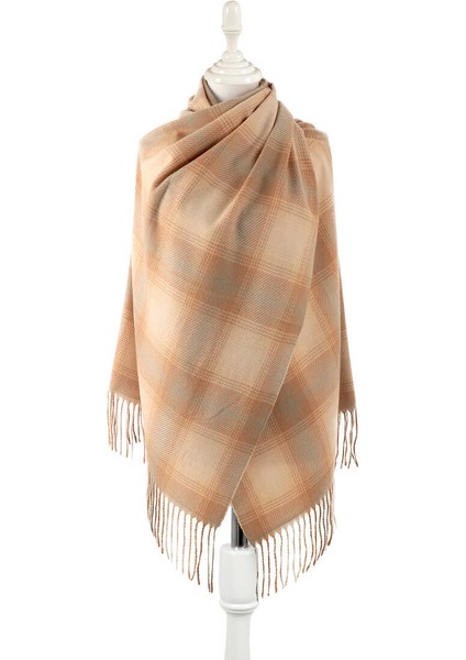 Bej Camel Desenli Kışlık Şal