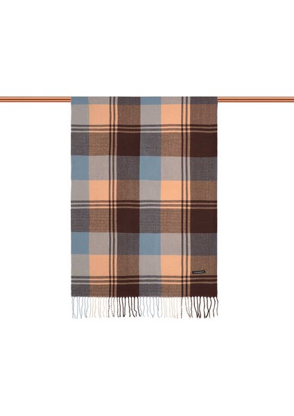 Mavi Kahverengi Desenli Kışlık Şal modelleri