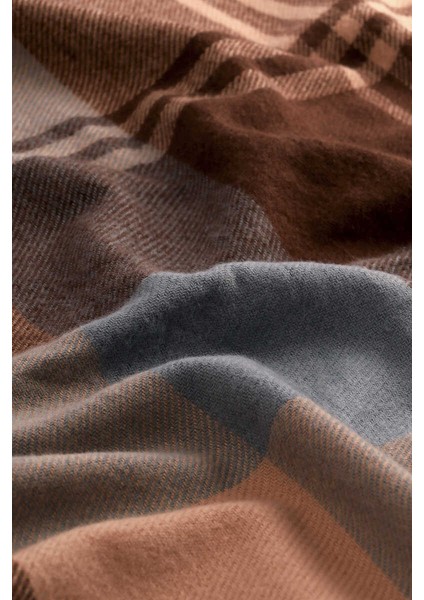 Mavi Kahverengi Desenli Kışlık Şal fırsatları