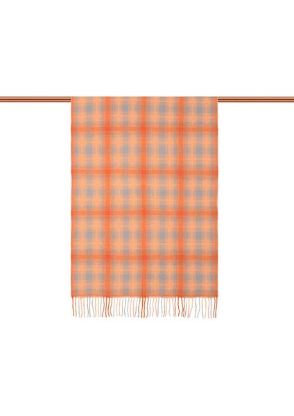 Turuncu Gri Desenli Kışlık Şal modelleri