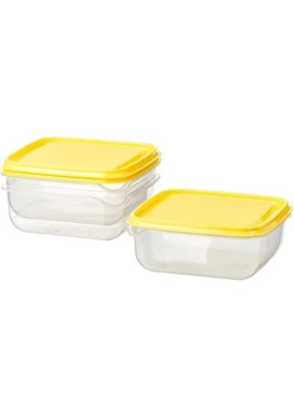 Sumuhome Pruta Plastik Saklama Kabı Seti Şeffaf Sarı 0.6 Lt 3 Parça