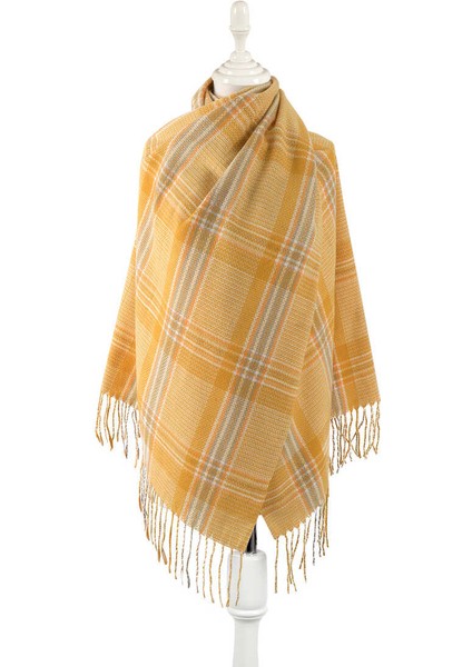Hardal Turuncu Desenli Kışlık Şal