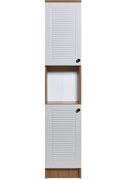 2 Kapaklı ve Raflı Çok Amaçlı Dolap - Sepet / Beyaz - 35 cm