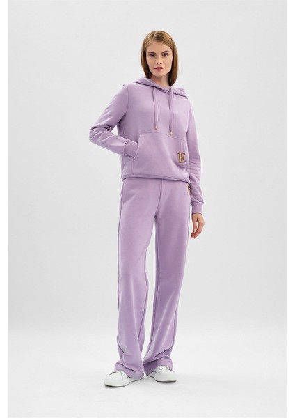 Sport Logolu Kapüşonlu Kanguru Cepli Pamuk Sweatshirt