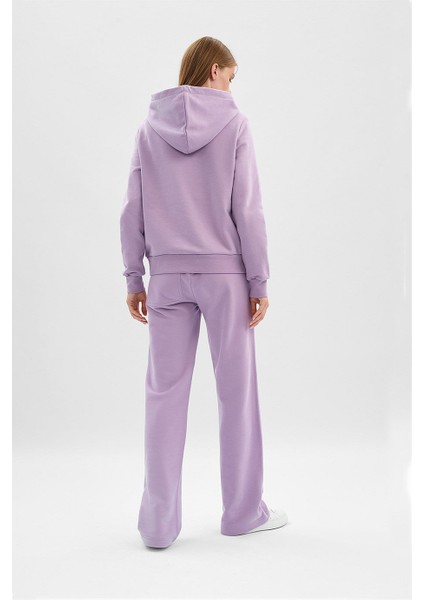 Sport Logolu Kapüşonlu Kanguru Cepli Pamuk Sweatshirt
