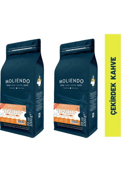 Moliendo Amalfi Espresso Blend Kahve Avantaj Paketi (Çekirdek Kahve) 2*1000 G