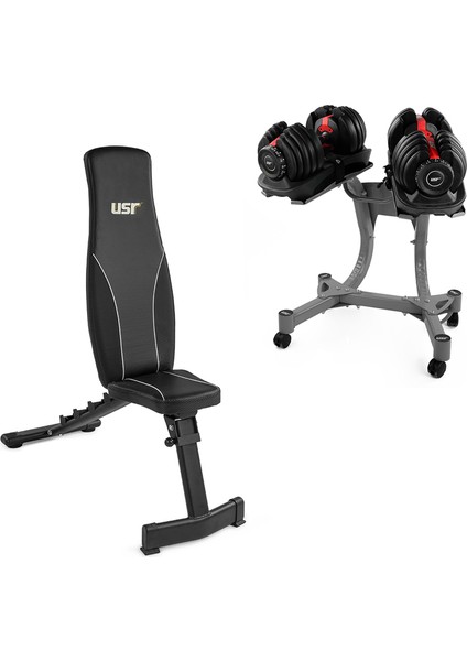 Tlos-48 Ayarlı BENCH-2X24 kg Dambıl Seti