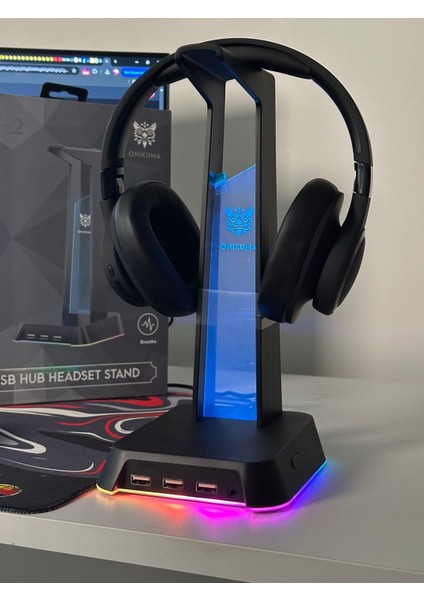 St-2 Rgb Kulaklık Tutucu - Kulaklık Standı - Gamer Yayıncı Aksesuar - Siyah