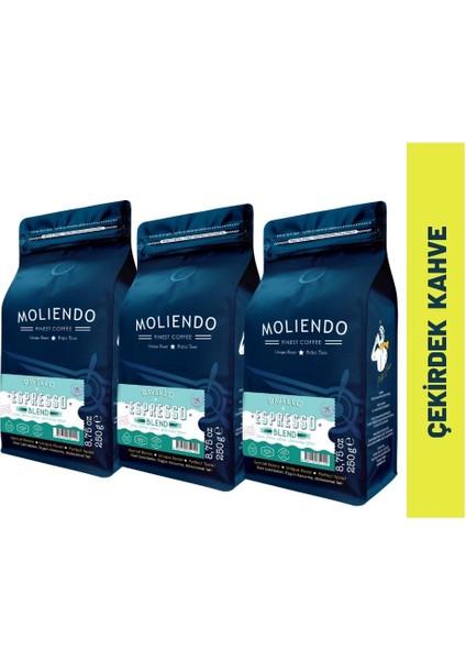Ravello Espresso Blend Kahve Avantaj Paketi (Çekirdek Kahve) 3*250 gr