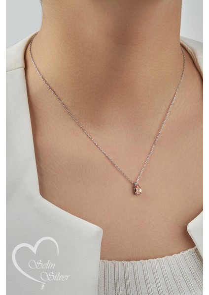 Damla Model Renkli Taşlı Kolye 925 Ayar Gümüş Kolye