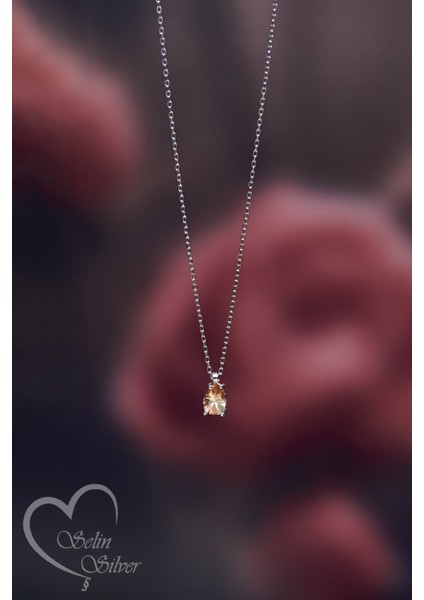 Damla Model Renkli Taşlı Kolye 925 Ayar Gümüş Kolye fiyatları