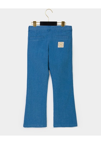 Bol Paça Logo Detaylı Mavi Denim Çocuk Pantolon fiyatları