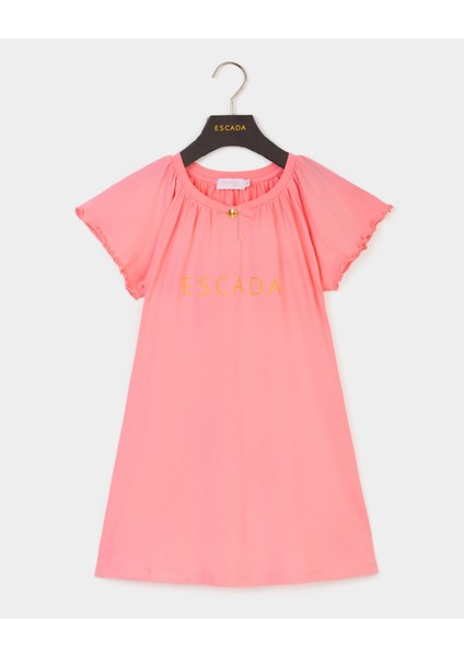 Tek Düğmeli Logolu Kısa Kol Çocuk Elbise