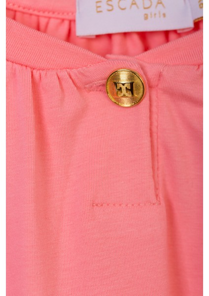 Tek Düğmeli Logolu Kısa Kol Çocuk Elbise modelleri