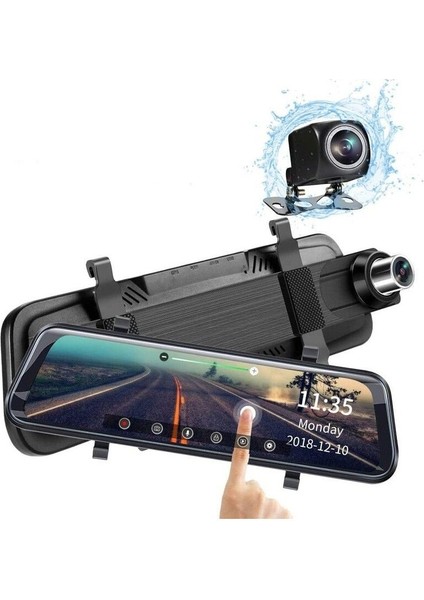 Mpıa Uyumlu Dikiz Aynası Araç Kamerası 10" Ekran Tam Ekran Full Hd 1080P Ekranlı Geri Görüş Kameras
