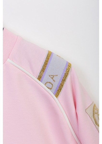 V Yaka Önü Baskılı Uzun Kol Çocuk Sweatshirt
