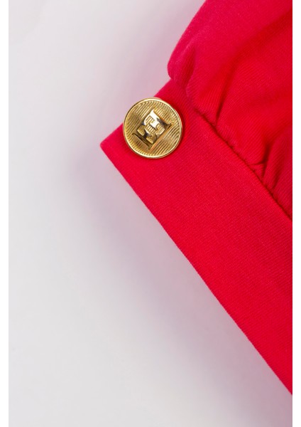 Logolu Kolları Düğmeli Kırmızı Çocuk T-Shirt fiyatları