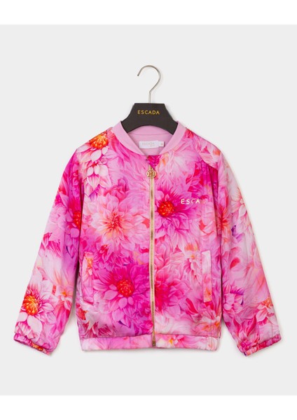 Fermuarlı Çiçek Desenli Çocuk Sweatshirt