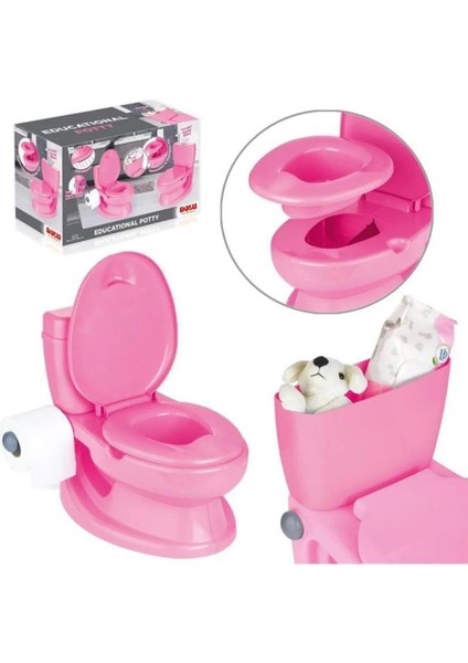 Eğitici Aktivite Gerçek Lazımlık Klozet Pembe Sesli Tuvalet