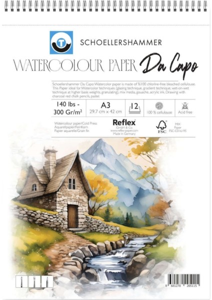 Sulu Boya Defteri 300 gr A3 12 Yaprak Da Capo Cold Press