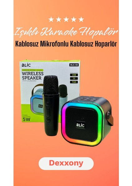 Mini Taşınabilir Işıklı Kablosuz Bluetoothlu Karaoke Hoparlör