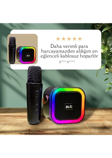 Mini Taşınabilir Işıklı Kablosuz Bluetoothlu Karaoke Hoparlör