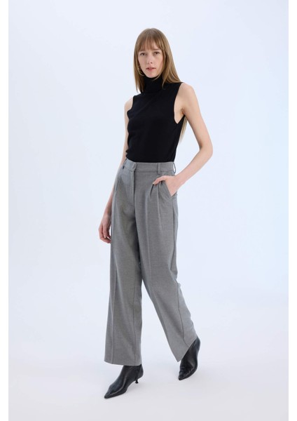 Wide Leg Yüksek Bel Geniş Düz Paça Pensli Flanel Pantolon E6115AX24WN modelleri
