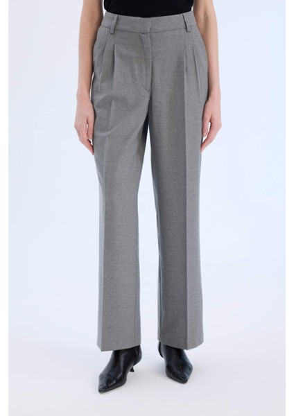 Wide Leg Yüksek Bel Geniş Düz Paça Pensli Flanel Pantolon E6115AX24WN fırsatları