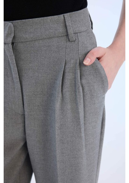 Wide Leg Yüksek Bel Geniş Düz Paça Pensli Flanel Pantolon E6115AX24WN indirimleri