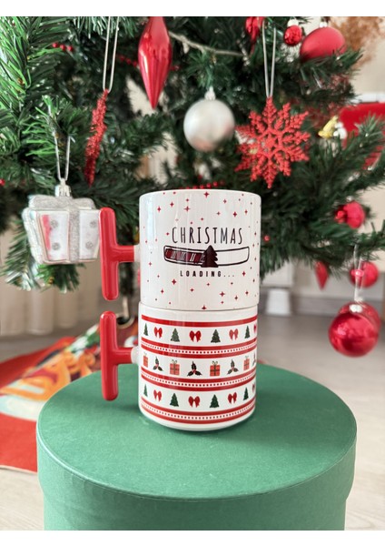 Sparqıs 2'Li Christmas Yeni Yıl Temalı Kırmızı T Kupa Set