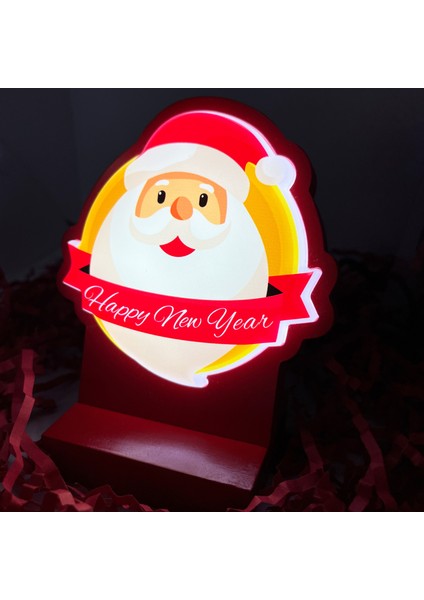 Happy New Year Noel Yılbaşı Masaüstü LED Lamba/gece Lambası/usb’li ve Uv Baskılı (Leon—led ile Neon Görünüm) 11*11
