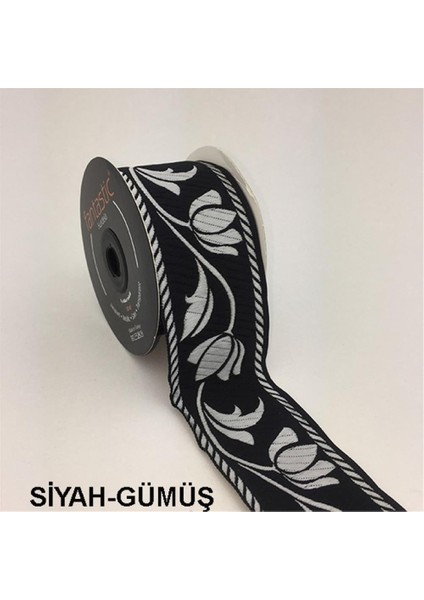 50090-BORDÜR - 10 mt Siyah-Gümüş